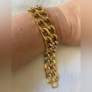 Double Curb‎ Link Gold Tone Vintage Bracelet